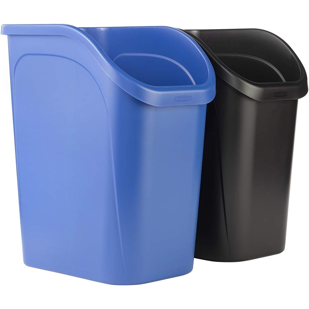 image:imageRubbermaid Undercounter Small Trash Can 2 Pack Blue and Black for RecyclingWaste 94Gallon Fits under SinkDeskCabinet for use in KitchenBathroomOffice