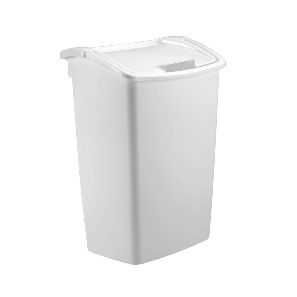 image:imageRubbermaidWhite DualAction Swing Lid Trash Can 1125 Gallon for HomeKitchenBathroomGarbageWhite