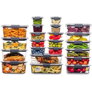Rubbermaid Brilliance BPA-Free 3 Set Food Storage Containers with Lids, Removable Trays, Airtight, Leak-Proof, Ideal for Meal Prep, Lunch, and Leftovers(44-Piece)