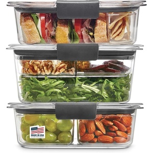 Rubbermaid Brilliance BPA-Free 3 Set Food Storage Containers with Lids, Removable Trays, Airtight, Leak-Proof, Ideal for Meal Prep, Lunch, and Leftovers(6-Piece)