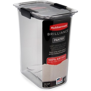 Rubbermaid Brilliance BPA-Free Food Storage Containers with Lids Airtight Kitchen and Pantry Organization Set Includes 3 Containers and Scoops Clear 16 cups(16 Cup)