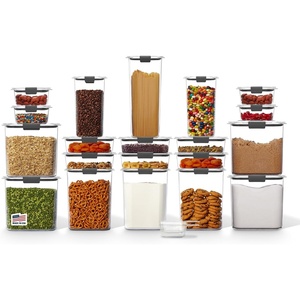 Rubbermaid Brilliance BPA-Free Food Storage Containers with Lids Airtight Kitchen and Pantry Organization Set Includes 3 Containers and Scoops Clear 16 cups(Assorted Sizes (40-Piece))