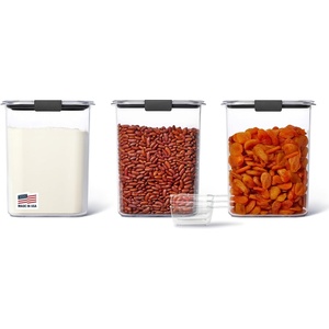Rubbermaid Brilliance BPA-Free Food Storage Containers with Lids Airtight Kitchen and Pantry Organization Set Includes 3 Containers and Scoops Clear 16 cups(16 Cup (6-Piece))