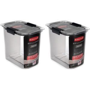 Rubbermaid Brilliance BPA-Free Food Storage Containers with Lids Airtight Kitchen and Pantry Organization Set Includes 3 Containers and Scoops Clear 16 cups(12 Cup (Pack of 2))