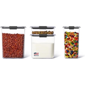 Rubbermaid Brilliance BPA-Free Food Storage Containers with Lids Airtight Kitchen and Pantry Organization Set Includes 3 Containers and Scoops Clear 16 cups(Assorted Sizes (8-Piece  Small))