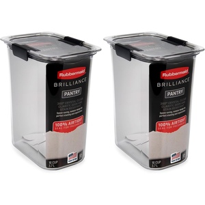 Rubbermaid Brilliance BPA-Free Food Storage Containers with Lids Airtight Kitchen and Pantry Organization Set Includes 3 Containers and Scoops Clear 16 cups(Set of 2)