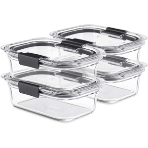 Rubbermaid Brilliance® Glass Round Leak-Proof 6-Piece Set Food Storage Containers, Food Containers with Lids, Meal Prep Containers(3.2 Cup (8-Piece))