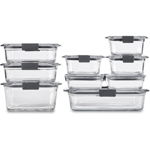 Rubbermaid Brilliance® Glass Round Leak-Proof 6-Piece Set Food Storage Containers, Food Containers with Lids, Meal Prep Containers(Assorted Sizes (18-Piece))