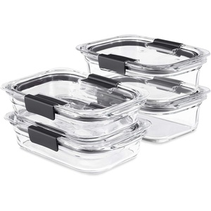 Rubbermaid Brilliance® Glass Round Leak-Proof 6-Piece Set Food Storage Containers, Food Containers with Lids, Meal Prep Containers(Assorted Sizes (8-Piece))