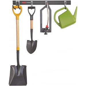 Rubbermaid FastTrack Garage Storage Utility Hooks 5 Piece Black All in One Rail Hook Kit and Tool Organizer Heavy Duty for Home/Garage/Shed/Garden(1 Rail  4 Hooks)