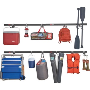 Rubbermaid FastTrack Garage Storage Utility Hooks 5 Piece Black All in One Rail Hook Kit and Tool Organizer Heavy Duty for Home/Garage/Shed/Garden(4 Rails  11 Hooks)