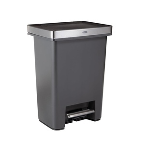 Rubbermaid High-Capacity Step-On Trash Can, 19 Gallon, Single or Dual Stream Trash or Recycling, Charcoal, Stainless-Steel Pedal, for Home/Kitchen/Garage/Apartment(Metal Rim)
