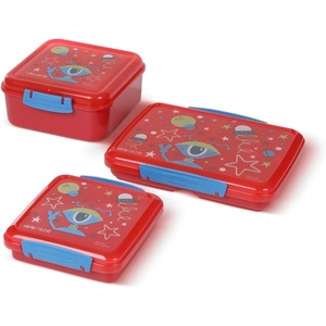 Rubbermaid Pack & Go Alien Watermelon Red Lunch Set 3-Pack, Bento Cube, Snack Container, Sandwich Box, Food Storage Containers, Plastic Containers for Food