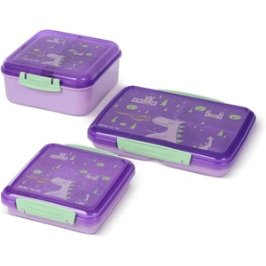 Rubbermaid Pack & Go Dragon Fairy Dust Purple Lunch Set 3-Pack, Bento Cube, Snack Container, Sandwich Box, Food Storage Containers, Plastic Containers for Food