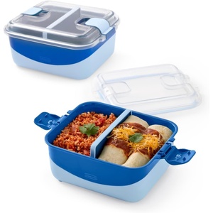 Rubbermaid Pack & Go Microwavable Set With Two 1.35 L Container with Divider Insert and Two 360 mL Round Containers, Leakproof Meal Prep Containers(1.35L (2-Pack))