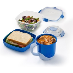 Rubbermaid Pack & Go Microwavable Set With Two 1.35 L Container with Divider Insert and Two 360 mL Round Containers, Leakproof Meal Prep Containers(660mL/1.1L (2-Pack))