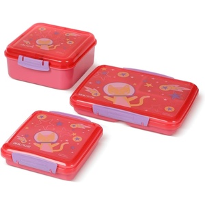 Rubbermaid Pack & Go Space Kitty Popsicle Pink Lunch Set 3-Pack, Bento Cube, Snack Container, Sandwich Box, Food Storage Containers, Plastic Containers for Food