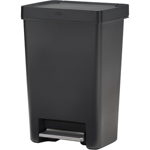 Rubbermaid Premier Series II Step-On Trash Can for Home and Kitchen, with Lid Lock and Slow Close, 12.4 Gallon, Charcoal, for Home/Kitchen/Garage/Apartment/Office(Resin Rim & Lid)