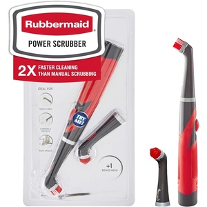 Rubbermaid Reveal Power Scrubber with Multi-Purpose & Grout Head, Cordless Electric Battery Powered Scrub Brush, Water Resistant, for Home/Kitchen/Bathroom/Grout/Tile/Shower/Tub(3 Piece Kit)