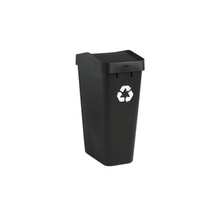 Rubbermaid Swing Top Recycling Container, Easy Access Disposal and Slim Modern Recycle Bin with Lid, 12.2 Gallon Capacity, Black, for Home/Kitchen/Hotel/Lobby/Office/Garage(Black Recycling)