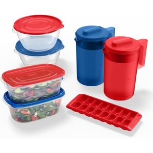 Rubbermaid TakeAlongs Special-Edition Americana 13-Piece Set of Food Storage Containers with Lids, Including Two Pitchers and Ice Tray, QuikClik Seal, BPA-Free(13-Piece)