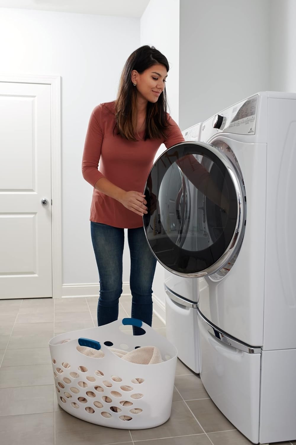 image:imageRubbermaid 15 Bushel Capacity Durable Versatile Flex N Carry Portable Flexible Laundry Basket With Convenient Carrying Handles White Organization and Storage for LaundryGarageHomeWide Basket