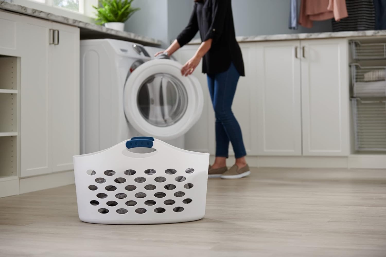 image:imageRubbermaid 15 Bushel Capacity Durable Versatile Flex N Carry Portable Flexible Laundry Basket With Convenient Carrying Handles White Organization and Storage for LaundryGarageHomeWide Basket