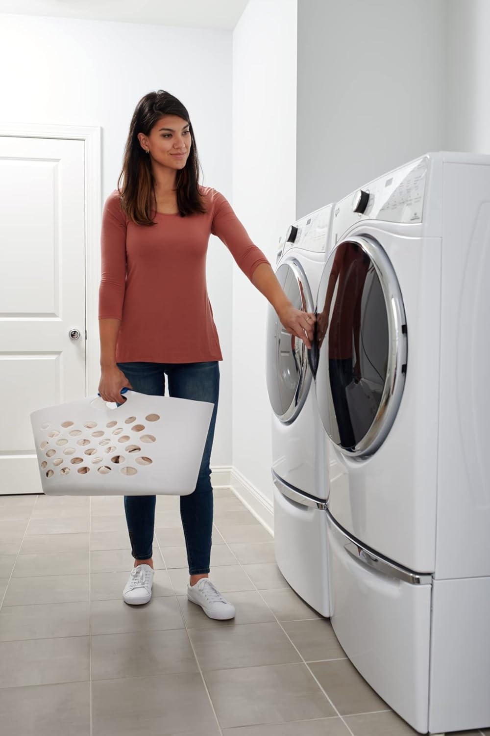 image:imageRubbermaid 15 Bushel Capacity Durable Versatile Flex N Carry Portable Flexible Laundry Basket With Convenient Carrying Handles White Organization and Storage for LaundryGarageHomeWide Basket