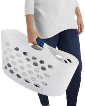 image:imageRubbermaid 15 Bushel Capacity Durable Versatile Flex N Carry Portable Flexible Laundry Basket With Convenient Carrying Handles White Organization and Storage for LaundryGarageHomeWide Basket