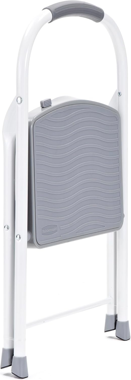 image:imageRubbermaid 1Step Steel Ladder Folding Step Stool with Hand Grip and Traction Molded Steps White Tested to ANSI US Safety Standards No Assembly Required1Step