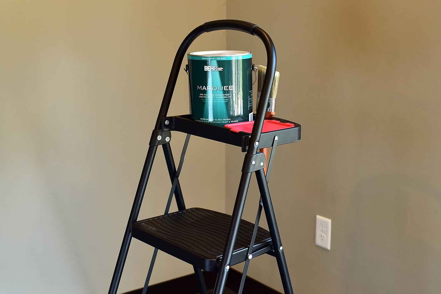 image:imageRubbermaid 1Step Steel Ladder Folding Step Stool with Hand Grip and Traction Molded Steps White Tested to ANSI US Safety Standards No Assembly Required3Step w Project Tray