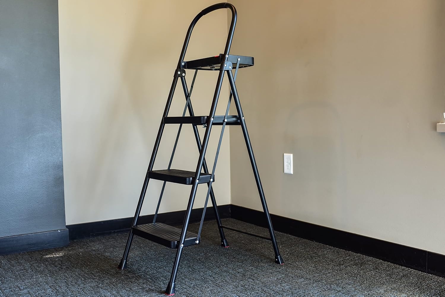 image:imageRubbermaid 1Step Steel Ladder Folding Step Stool with Hand Grip and Traction Molded Steps White Tested to ANSI US Safety Standards No Assembly Required3Step w Project Tray