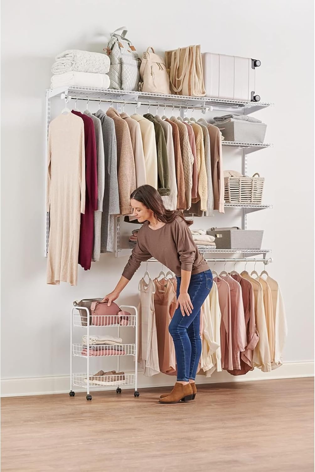 image:imageRubbermaid 3 Piece Storage Wire Stackable Cube Set Easy Assemble White for ClosetBookshelfToys MultiUse Home OrganizerStorage Cart
