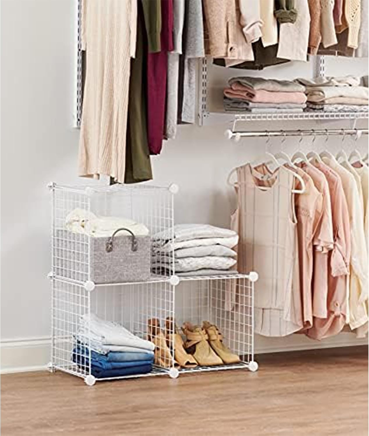 image:imageRubbermaid 3 Piece Storage Wire Stackable Cube Set Easy Assemble White for ClosetBookshelfToys MultiUse Home OrganizerStorage Cubes