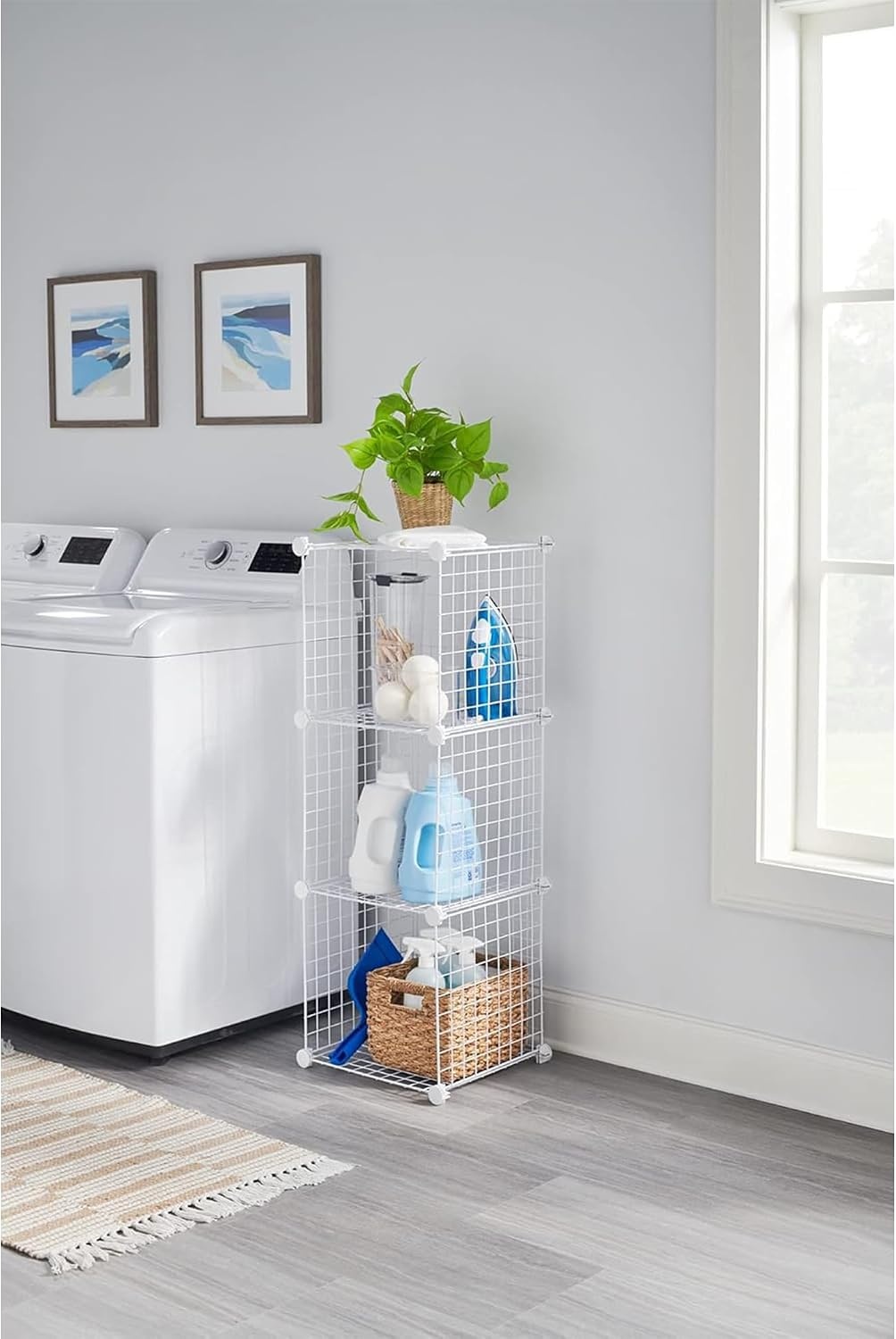 image:imageRubbermaid 3 Piece Storage Wire Stackable Cube Set Easy Assemble White for ClosetBookshelfToys MultiUse Home OrganizerStorage Cubes