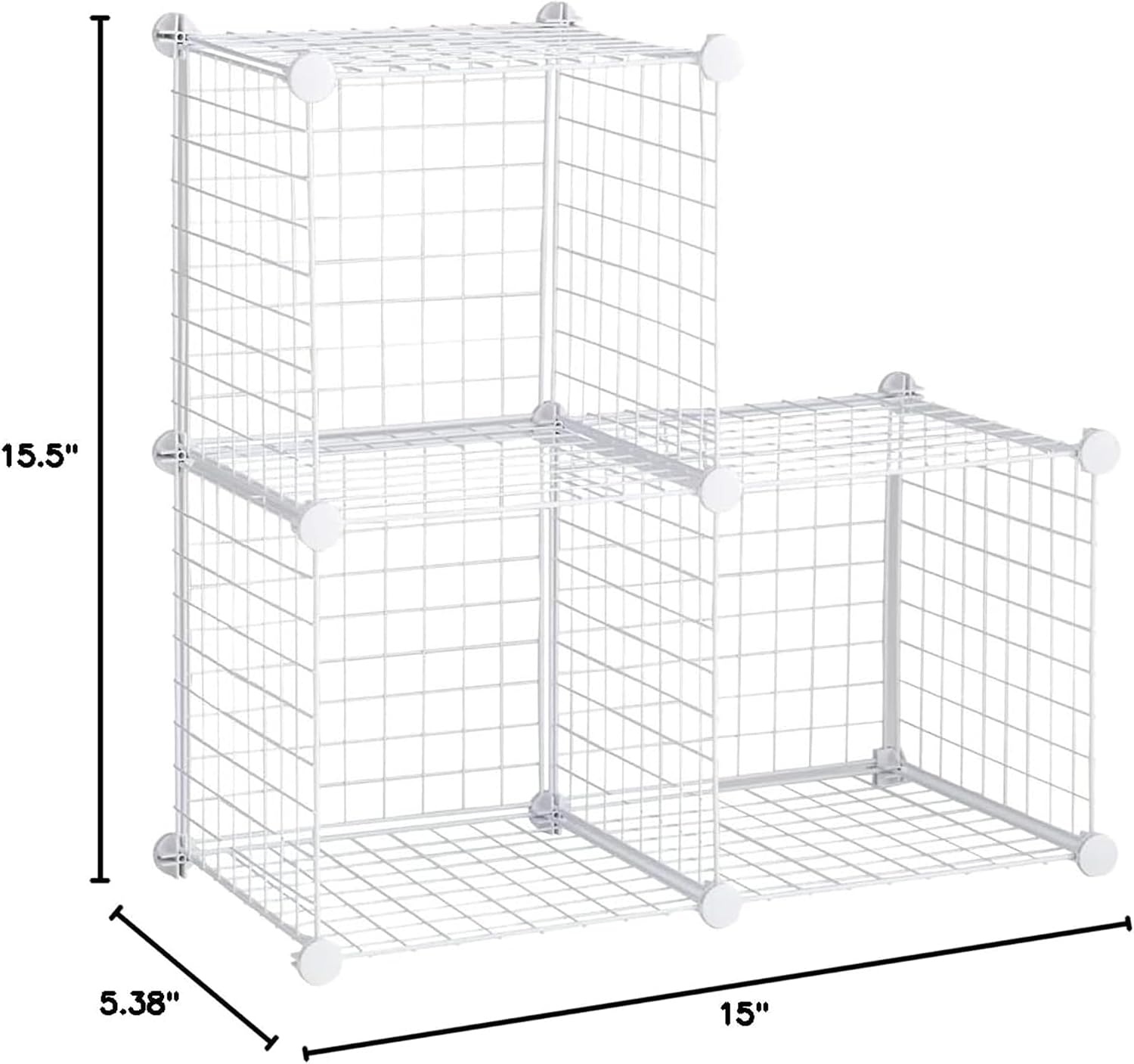image:imageRubbermaid 3 Piece Storage Wire Stackable Cube Set Easy Assemble White for ClosetBookshelfToys MultiUse Home OrganizerStorage Cubes