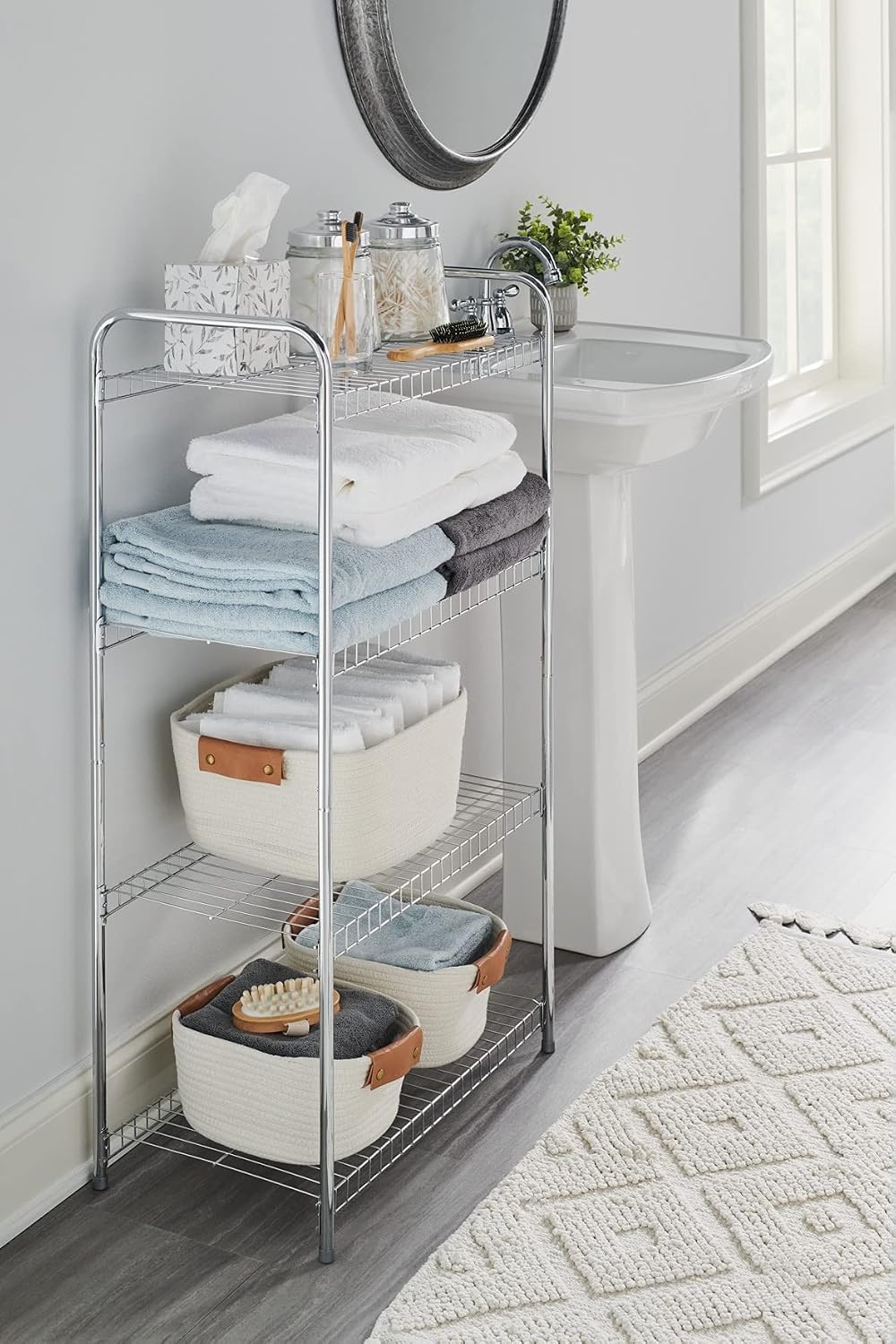 image:imageRubbermaid 3 Piece Storage Wire Stackable Cube Set Easy Assemble White for ClosetBookshelfToys MultiUse Home OrganizerStorage Shelf