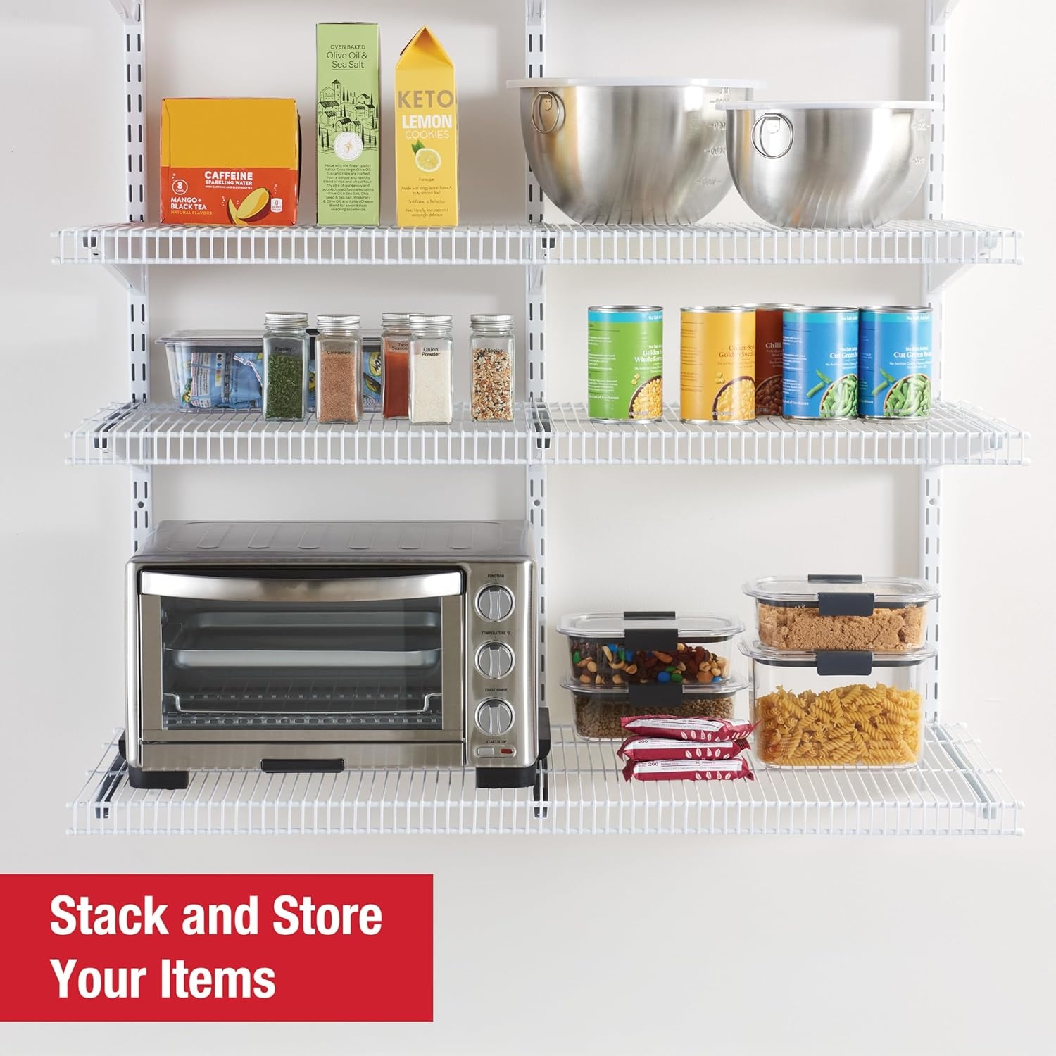 image:imageRubbermaid 36 Pantry Organization Shelf System Direct Wall Mount 4 Shelves and Mounting Hardware Kit Included White Wire Shelving System for HomePantryClosetWhite