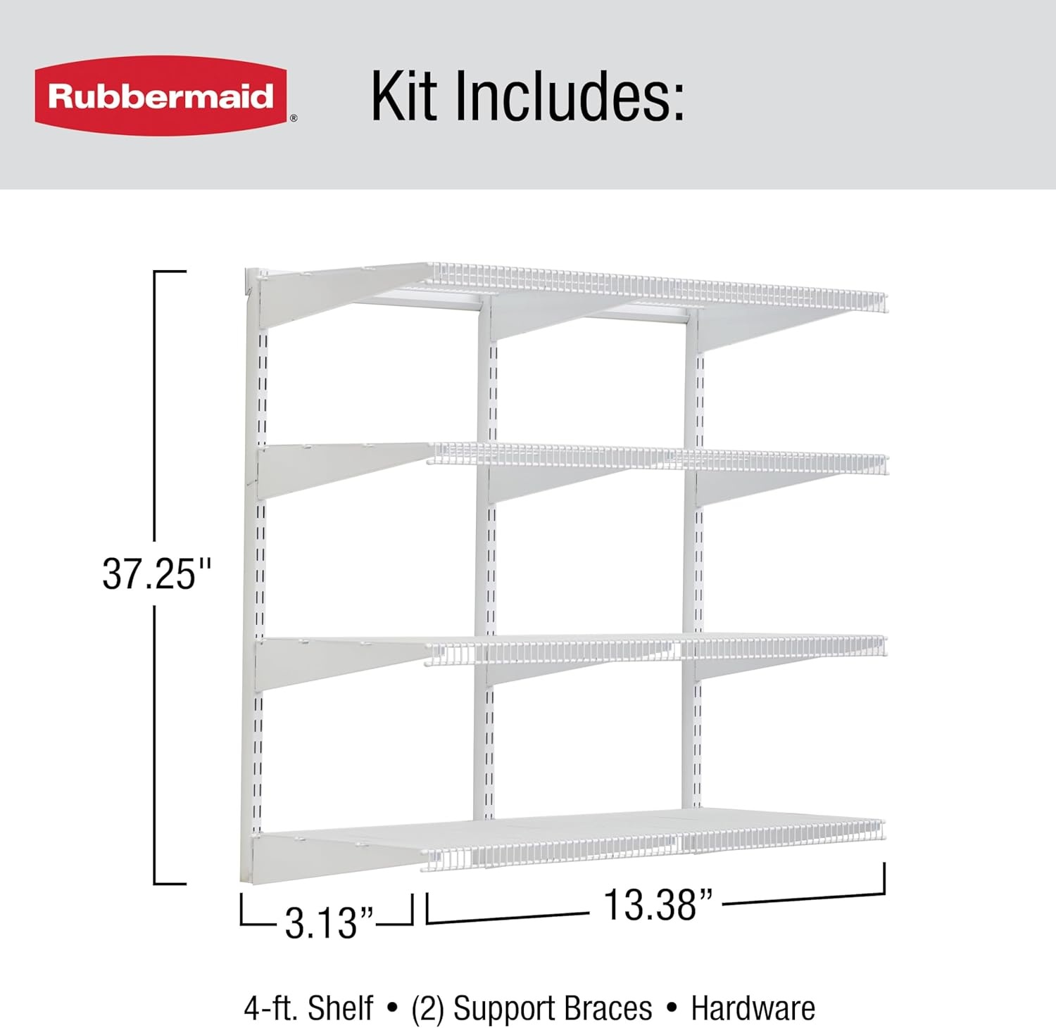 image:imageRubbermaid 36 Pantry Organization Shelf System Direct Wall Mount 4 Shelves and Mounting Hardware Kit Included White Wire Shelving System for HomePantryClosetWhite