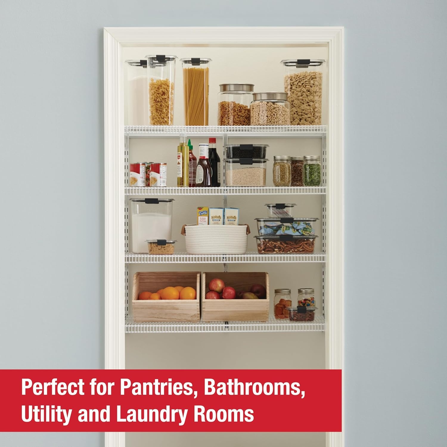 image:imageRubbermaid 36 Pantry Organization Shelf System Direct Wall Mount 4 Shelves and Mounting Hardware Kit Included White Wire Shelving System for HomePantryClosetWhite