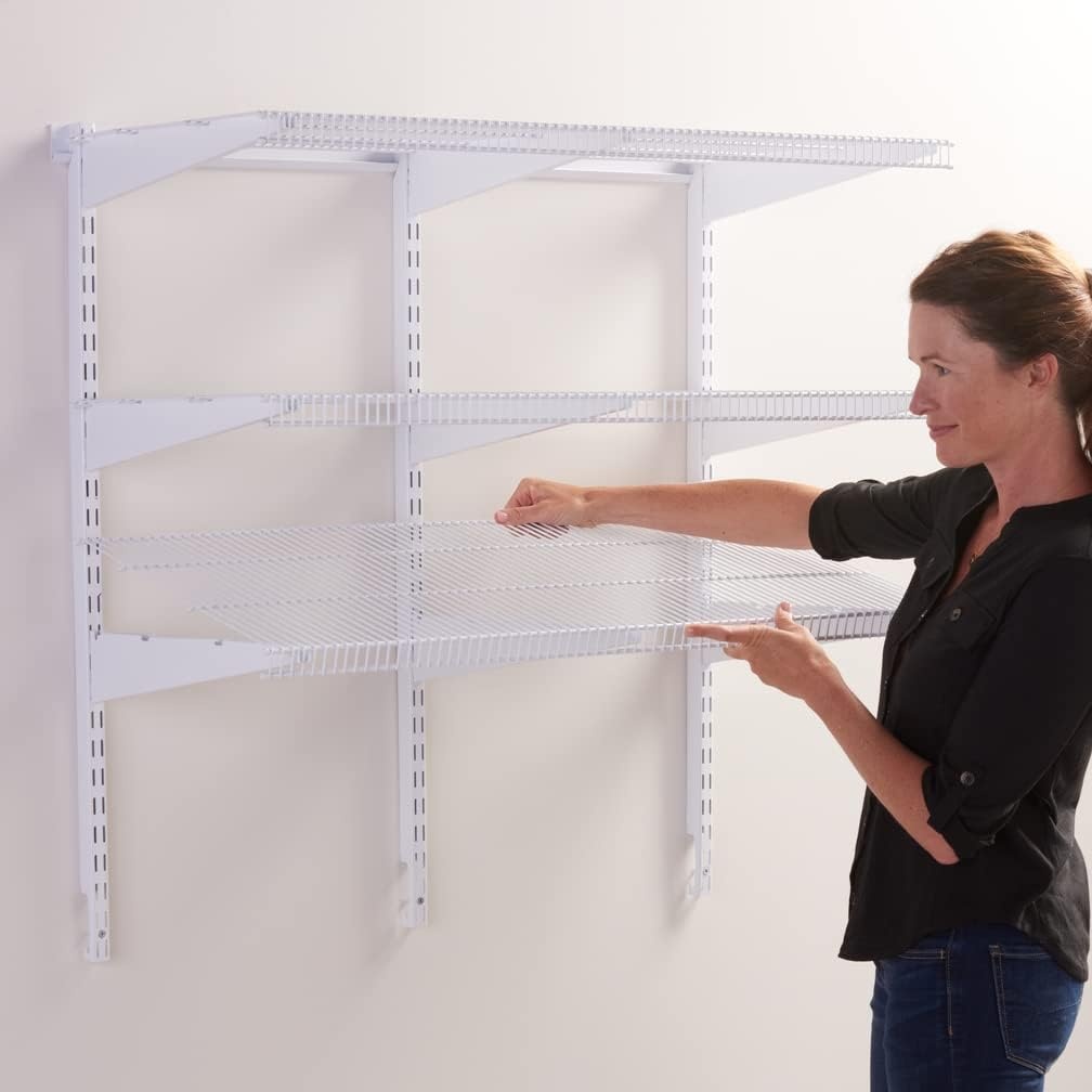 image:imageRubbermaid 36 Pantry Organization Shelf System Direct Wall Mount 4 Shelves and Mounting Hardware Kit Included White Wire Shelving System for HomePantryClosetWhite