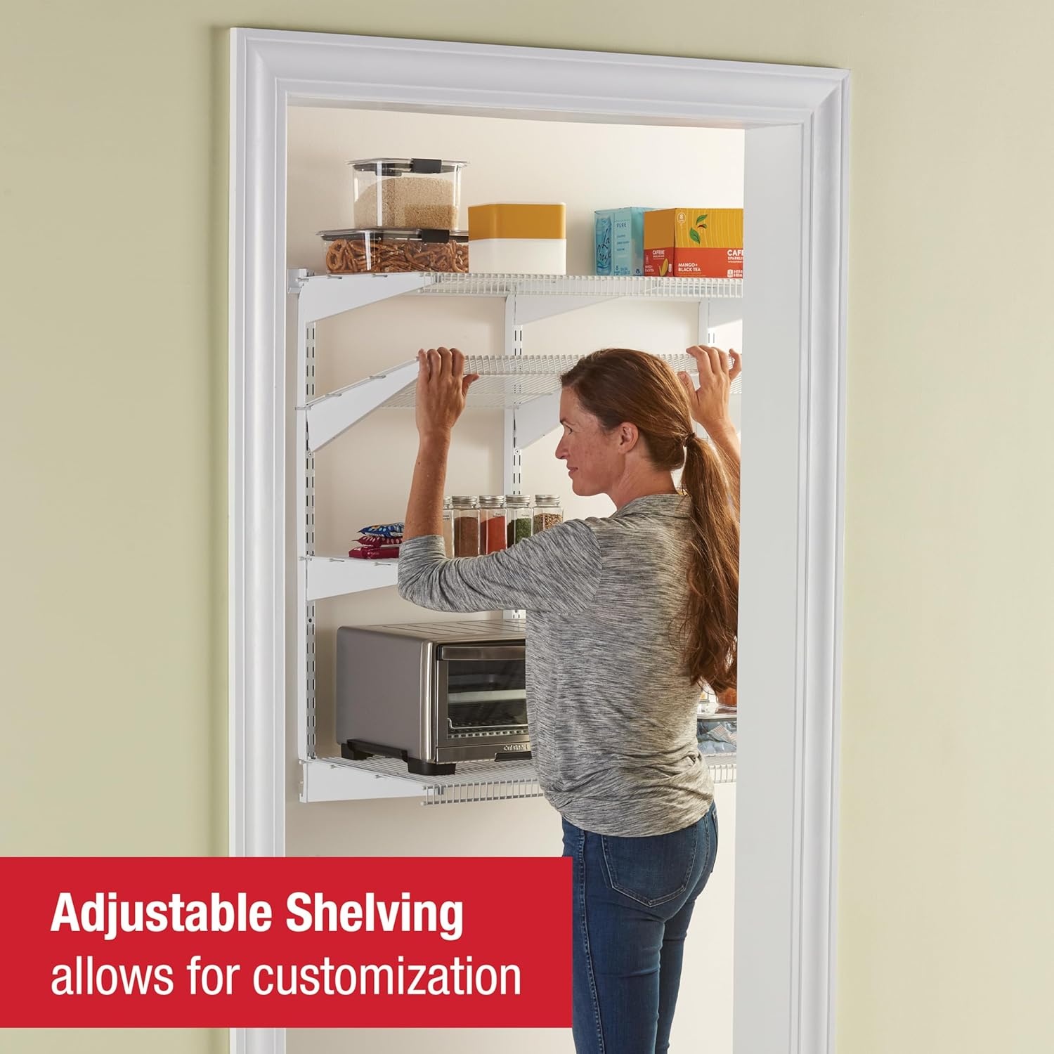 image:imageRubbermaid 36 Pantry Organization Shelf System Direct Wall Mount 4 Shelves and Mounting Hardware Kit Included White Wire Shelving System for HomePantryClosetWhite