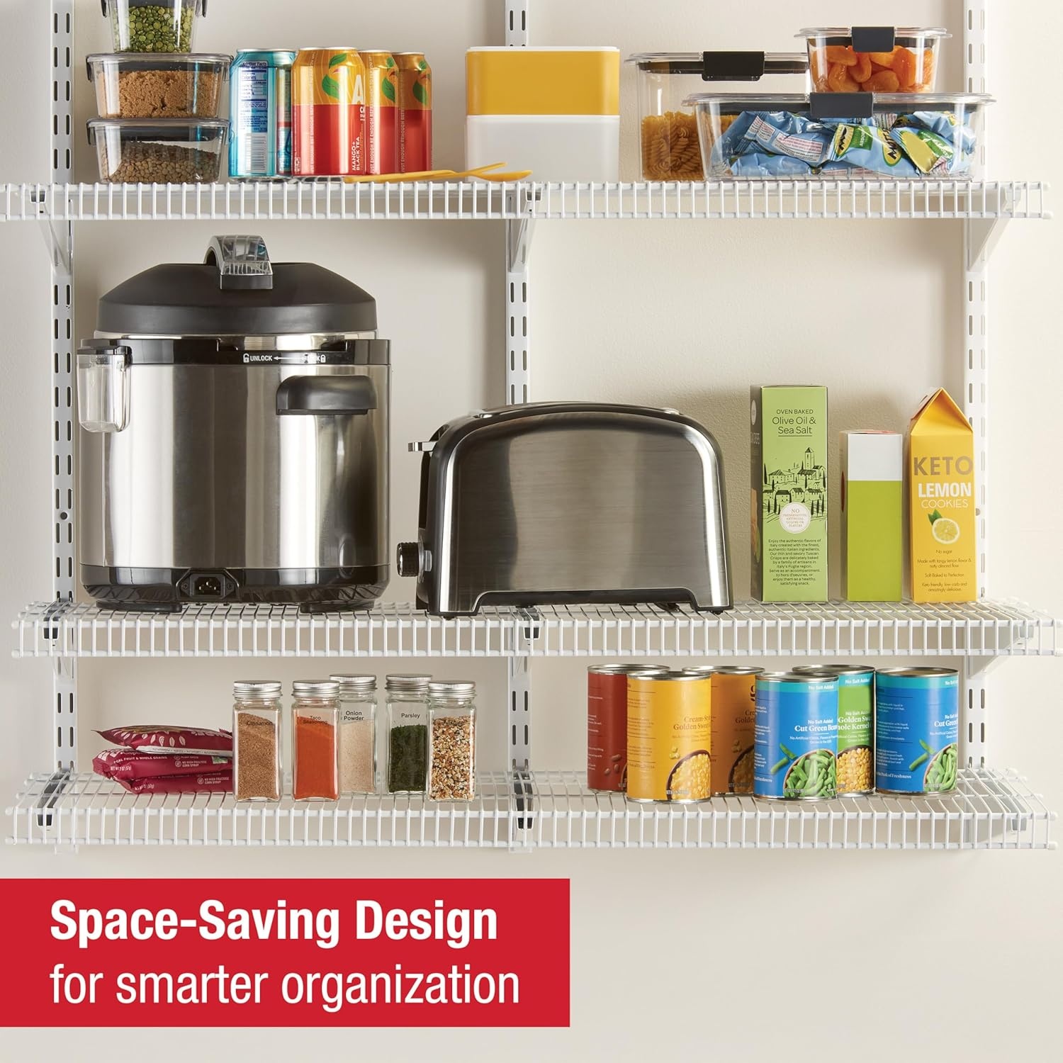 image:imageRubbermaid 36 Pantry Organization Shelf System Direct Wall Mount 4 Shelves and Mounting Hardware Kit Included White Wire Shelving System for HomePantryClosetWhite