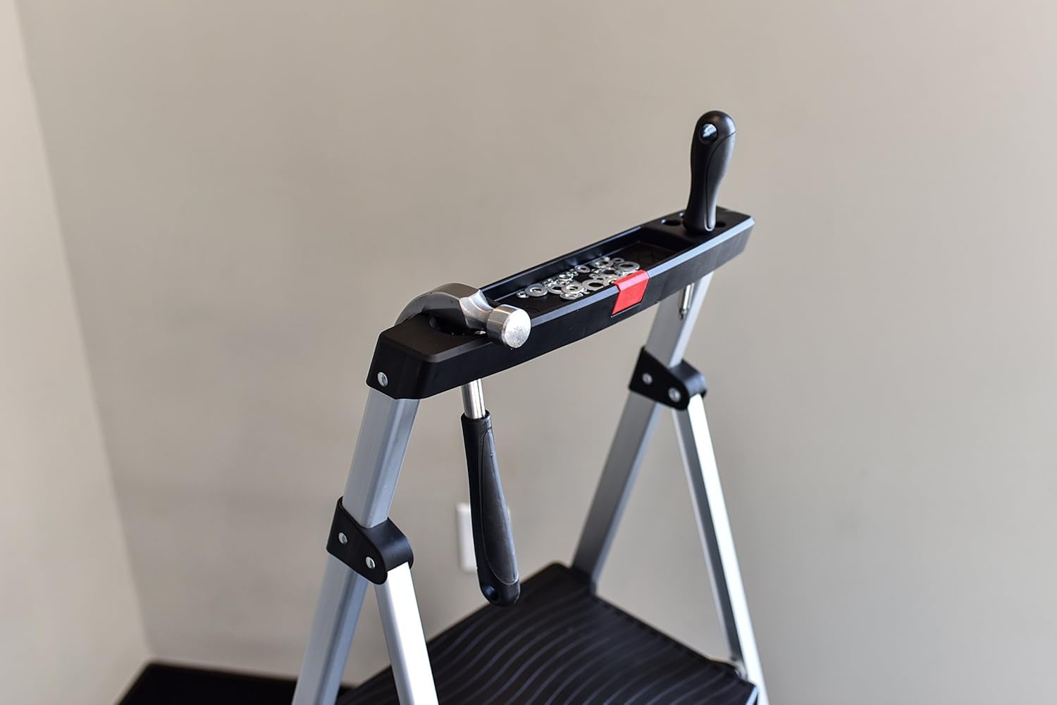 image:imageRubbermaid 3Step Ladder Aluminum Lightweight Folding Step Stool with Project Top Silver Tested to US Safety Standards No Assembly Required3Step