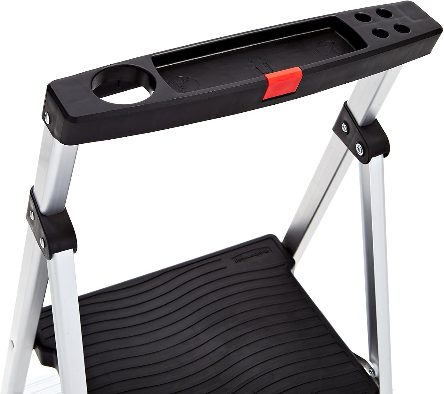image:imageRubbermaid 3Step Ladder Aluminum Lightweight Folding Step Stool with Project Top Silver Tested to US Safety Standards No Assembly Required3Step