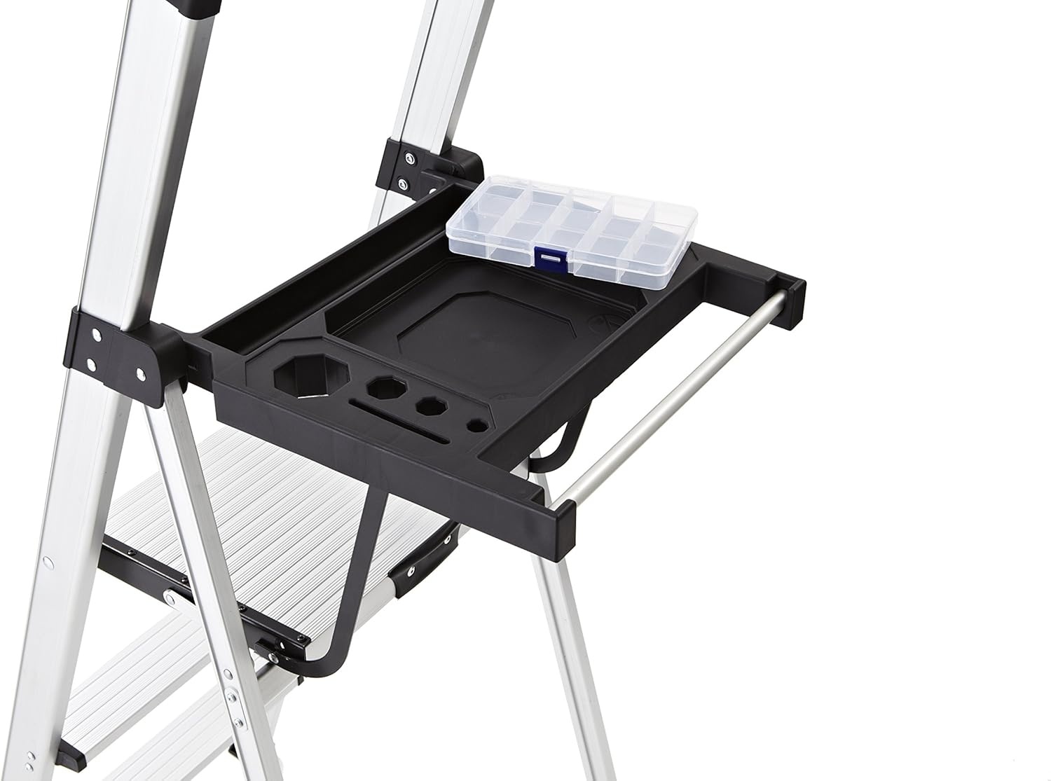 image:imageRubbermaid 3Step Ladder Aluminum Lightweight Folding Step Stool with Project Top Silver Tested to US Safety Standards No Assembly Required3Step w Oversized Project Tray