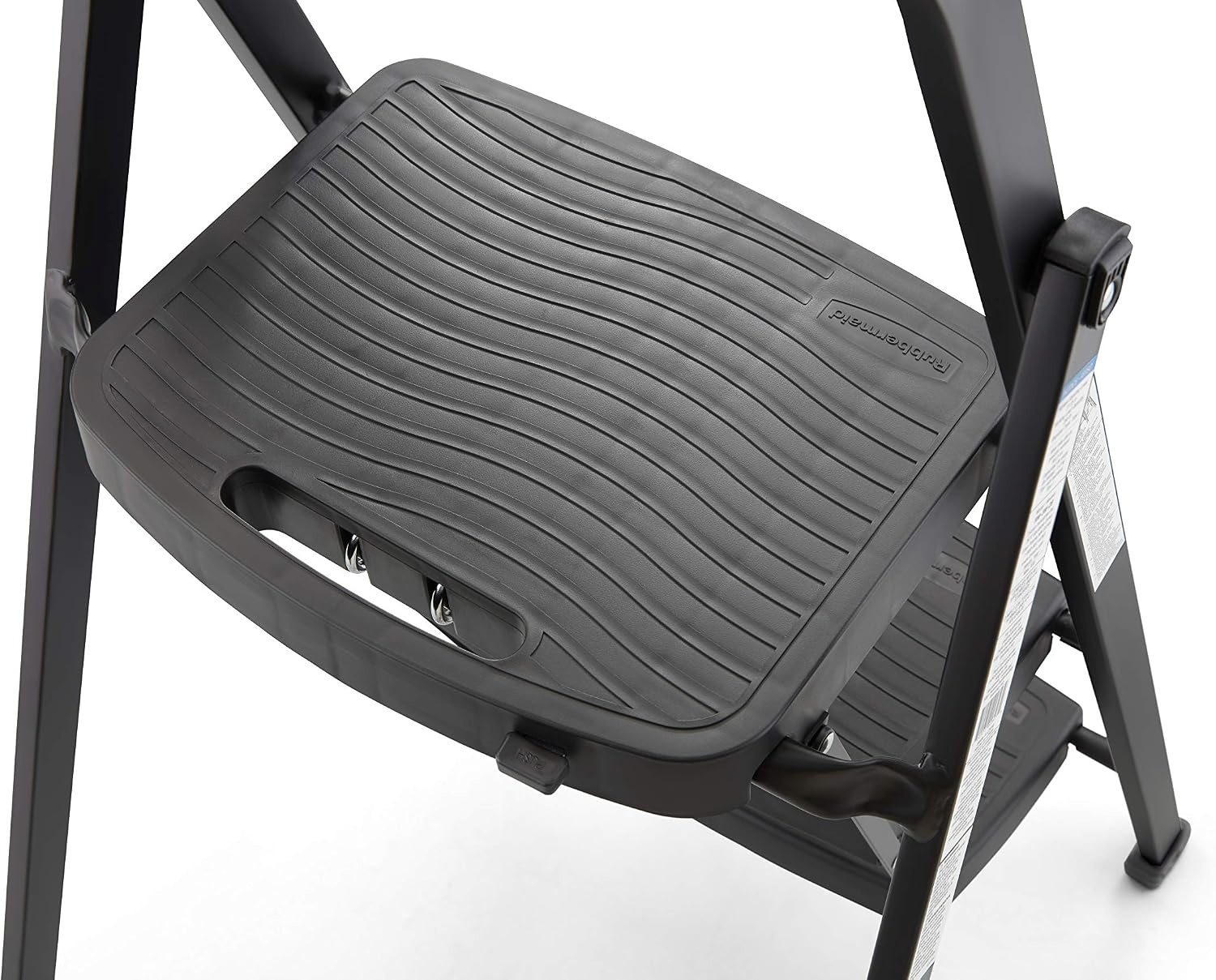 image:imageRubbermaid 3Step Steel Ladder Folding Step Stool with Hand Grip and NonSlip Feet Black Tested to ANSI US Safety Standards No Assembly RequiredBlack Finish