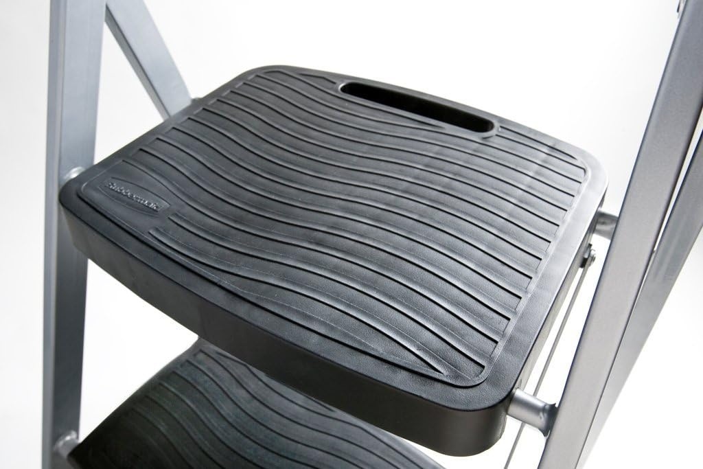 image:imageRubbermaid 3Step Steel Ladder Folding Step Stool with Hand Grip and NonSlip Feet Black Tested to ANSI US Safety Standards No Assembly RequiredSilver
