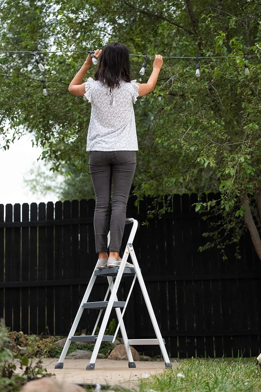 image:imageRubbermaid 3Step Steel Ladder Folding Step Stool with Hand Grip and NonSlip Feet Black Tested to ANSI US Safety Standards No Assembly RequiredWhite Finish