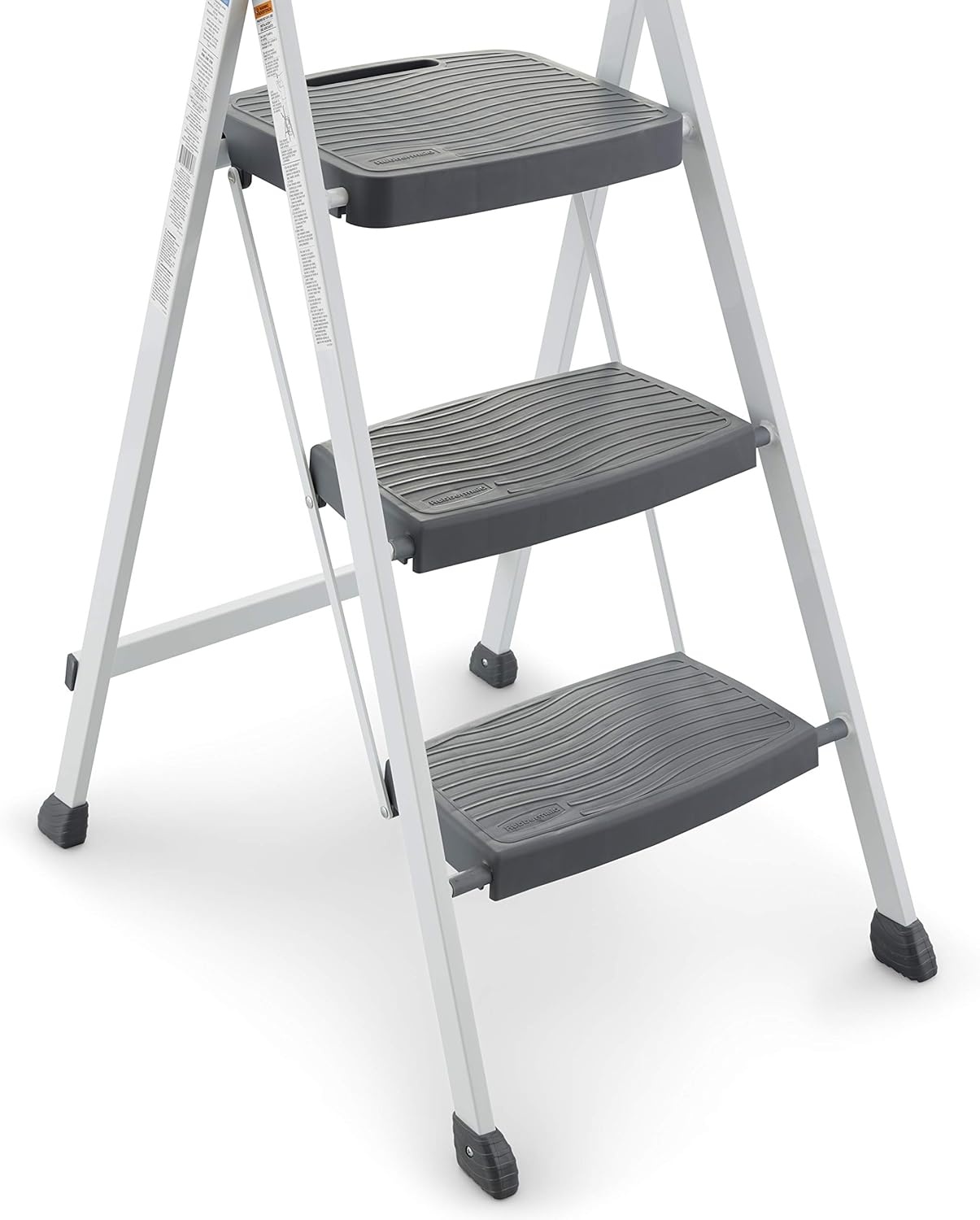 image:imageRubbermaid 3Step Steel Ladder Folding Step Stool with Hand Grip and NonSlip Feet Black Tested to ANSI US Safety Standards No Assembly RequiredWhite Finish